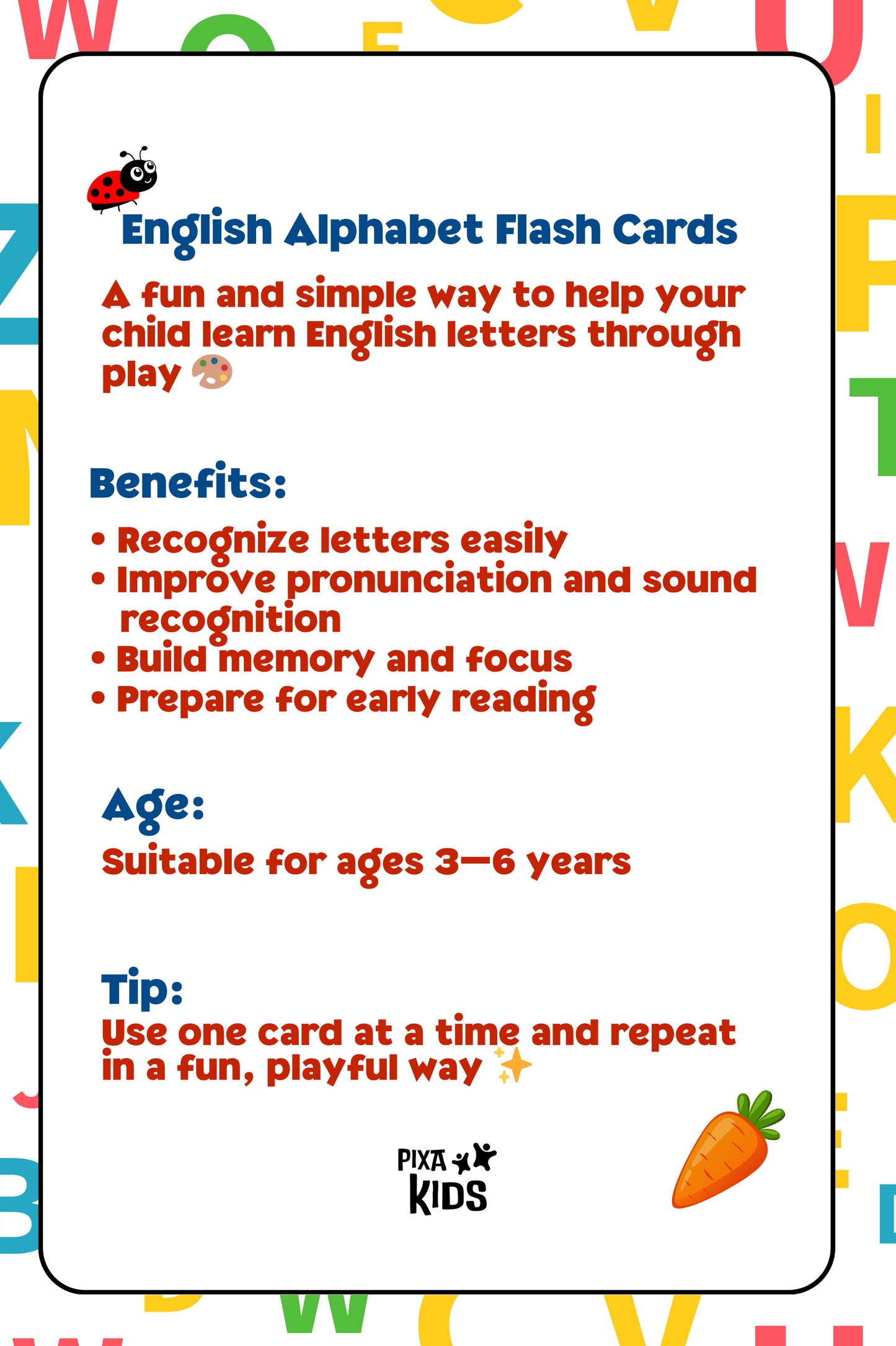 Alphabets learning cards
