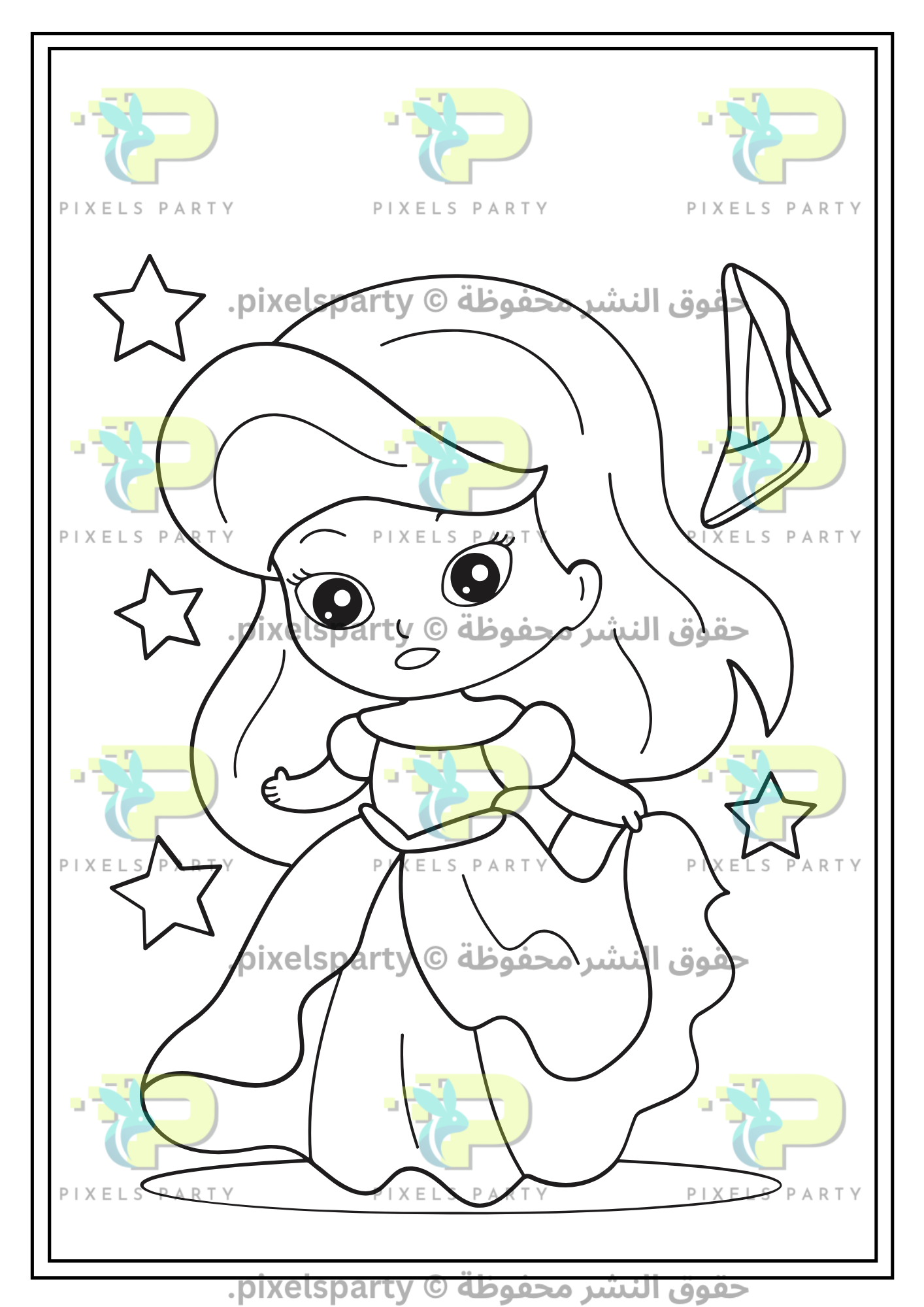 دفتر تلوين القصص الخيالية – للبنات من عمر ٤ إلى ٦ سنوات👸🦄✨📖