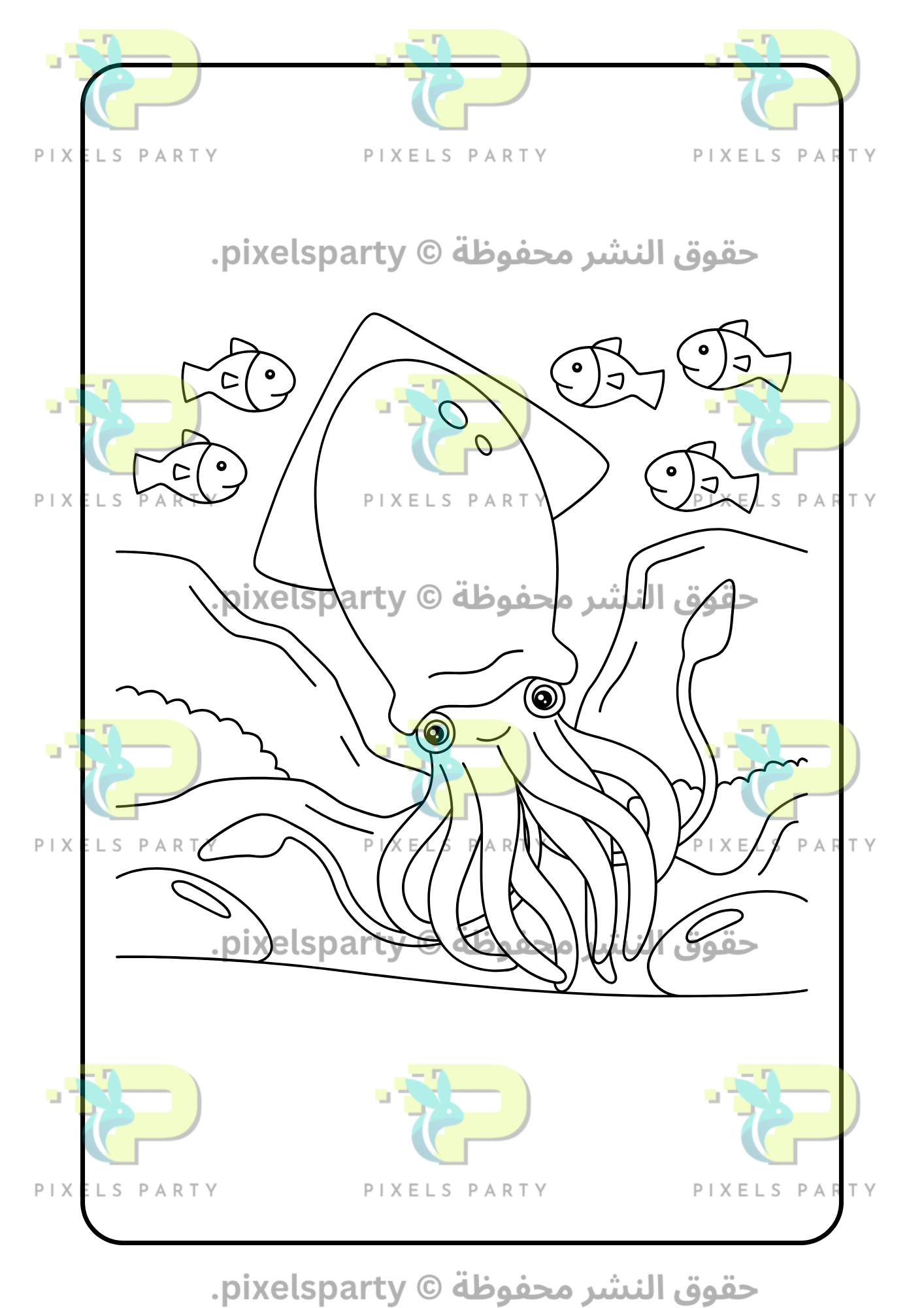 دفتر تلوين حيوانات البحر – لعمر ٣ إلى ٦ سنوات🌊🐠🖍️